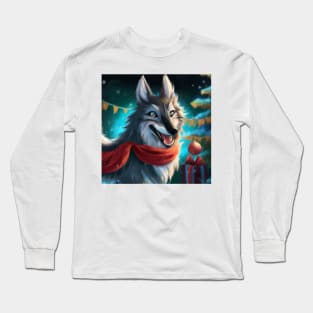 Cute Alpha Wolf Drawing Long Sleeve T-Shirt